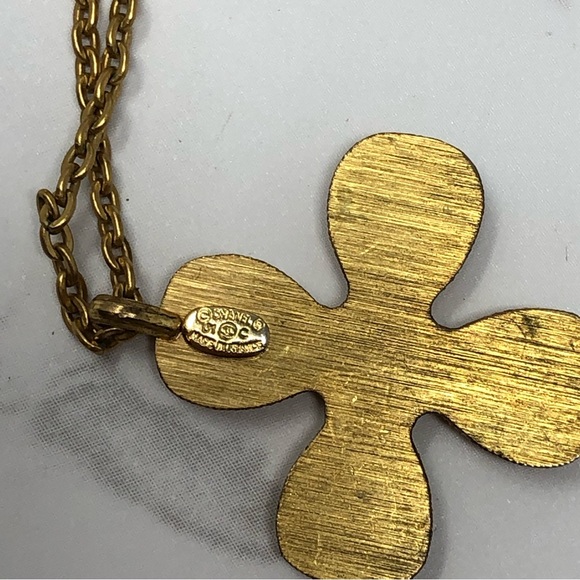 AUTHENTIC Chanel 2001 Cruise collection 24k plated clover rhinestones necklace - Picture 7 of 10